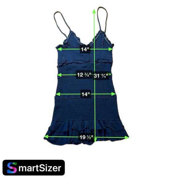 Oliveaceous Women's L Black Smocked Fitted Mini Dress Summer Party Cocktail - Picture 5 of 5